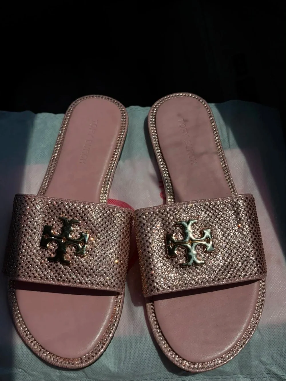 Tory Burch Rose Pink Crystal Slide Sandals- 36/6.5-7